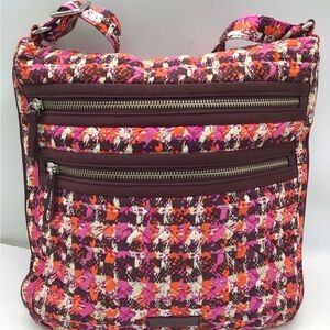 Vera Bradley Burgundy Orange Print Quilted Crossbody Bag